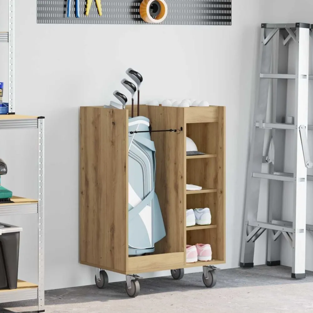 Golfkast met wiel Effen Artisan Eiken 65 x 45 x 98 cm>vidaXL Clearance