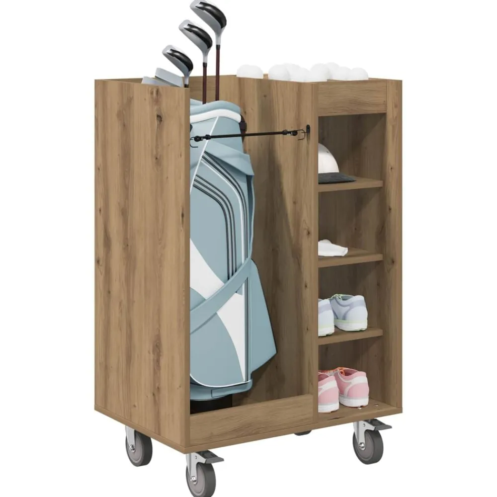Golfkast met wiel Effen Artisan Eiken 65 x 45 x 98 cm>vidaXL Clearance