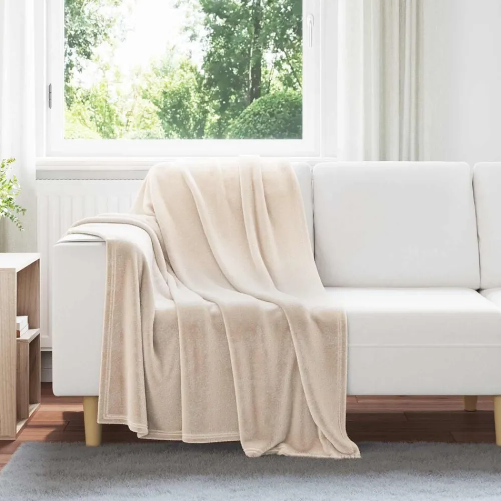 Linnengoed*vidaXL Gooi Deken 130 x 150 cm Fleece Beige