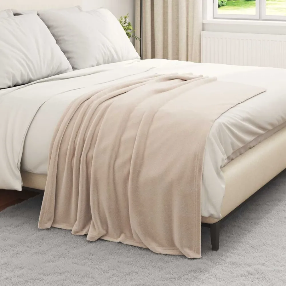 Linnengoed*vidaXL Gooi Deken 130 x 150 cm Fleece Beige