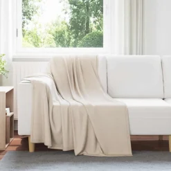 Linnengoed*vidaXL Gooi Deken 170 x 130 cm Fleece Beige