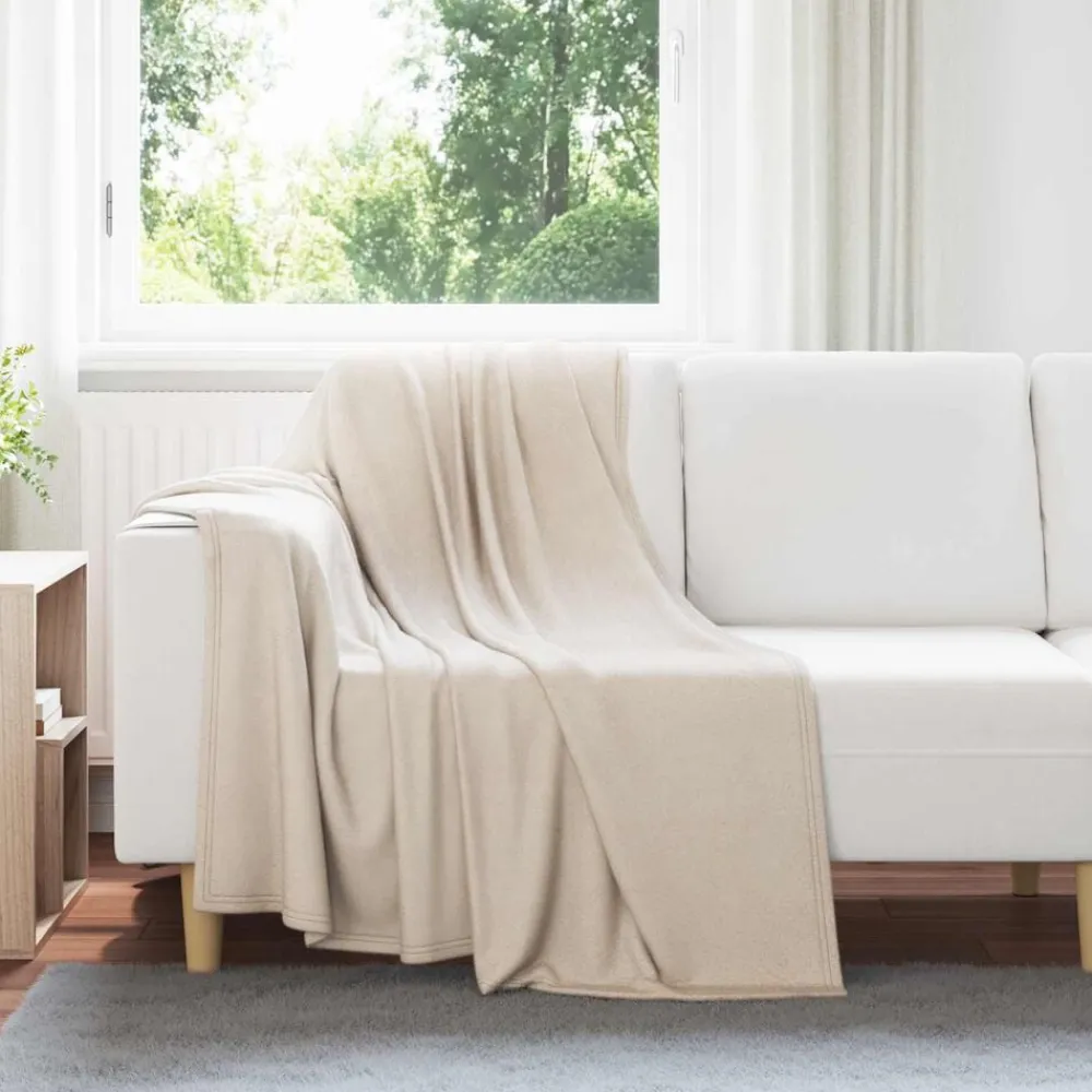 Linnengoed*vidaXL Gooi Deken 170 x 130 cm Fleece Beige
