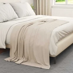 Linnengoed*vidaXL Gooi Deken 170 x 130 cm Fleece Beige
