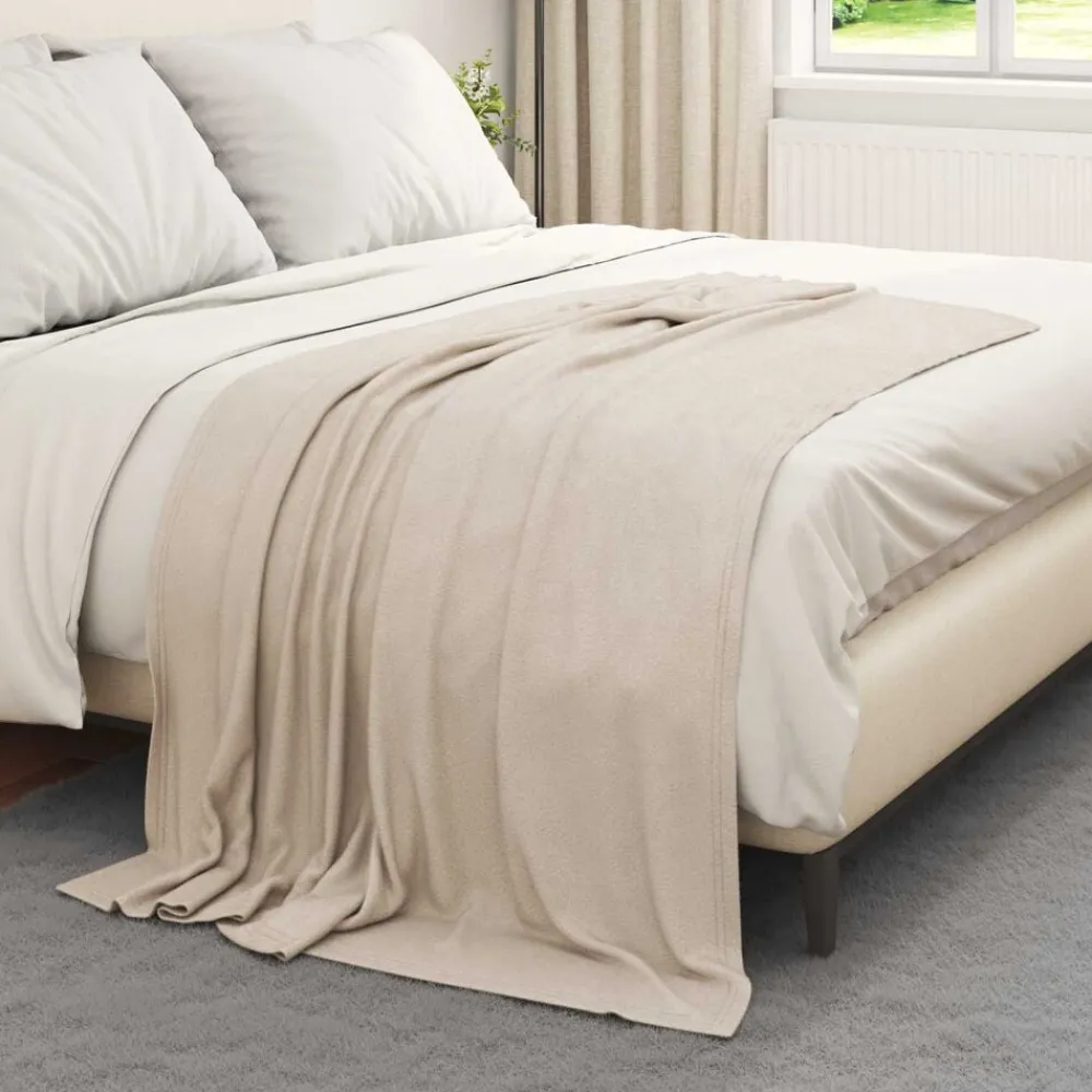 Linnengoed*vidaXL Gooi Deken 170 x 130 cm Fleece Beige