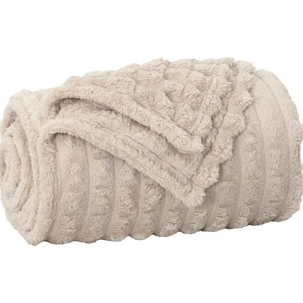 Linnengoed*vidaXL Gooi Deken 150 x 130 cm Fleece Beige
