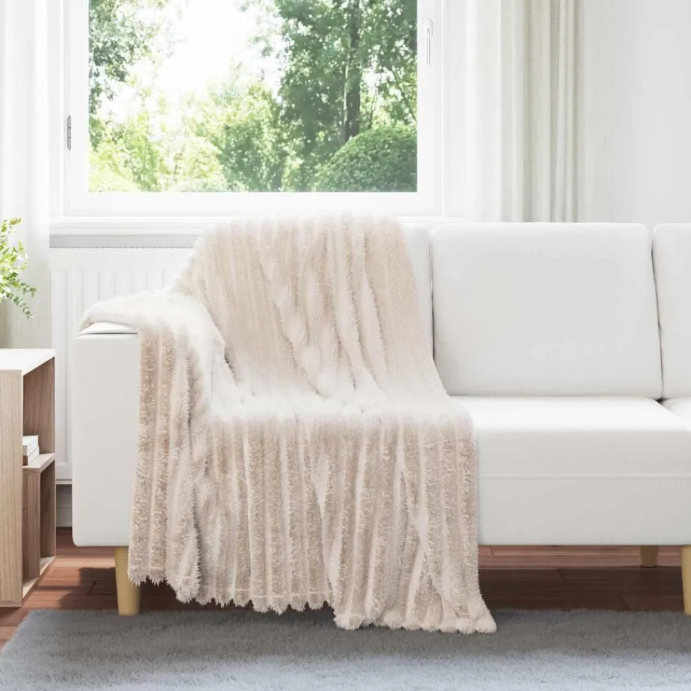 Linnengoed*vidaXL Gooi Deken 150 x 130 cm Fleece Beige