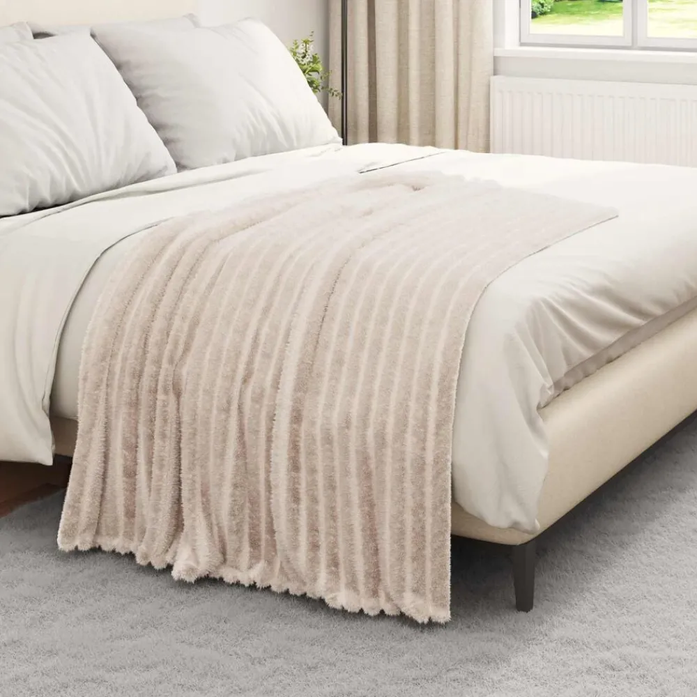 Linnengoed*vidaXL Gooi Deken 150 x 130 cm Fleece Beige