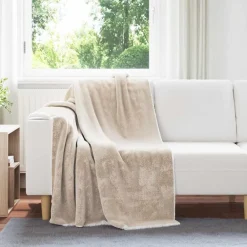 Linnengoed*vidaXL Gooi Deken 130 x 150 cm Fleece Beige