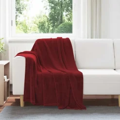 Linnengoed*vidaXL Gooi Deken Bordeaux Rood 130 x 150 cm Fleece Bordeauxrood