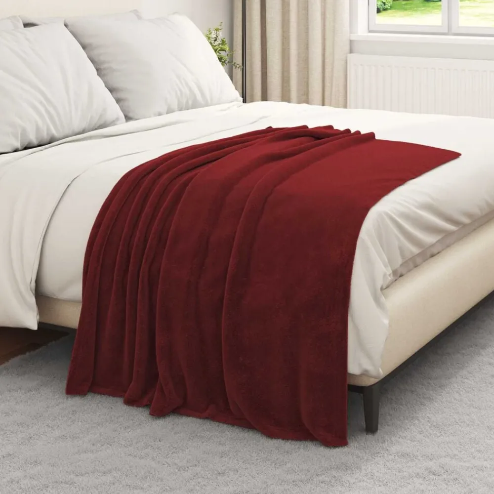 Linnengoed*vidaXL Gooi Deken Bordeaux Rood 130 x 150 cm Fleece Bordeauxrood