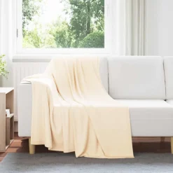 Linnengoed*vidaXL Gooi Deken Crème 170 x 130 cm Fleece Cr&egrave;me