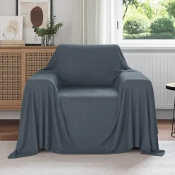 Linnengoed*vidaXL Gooi Deken 210 x 140 cm Fleece Donkergrijs