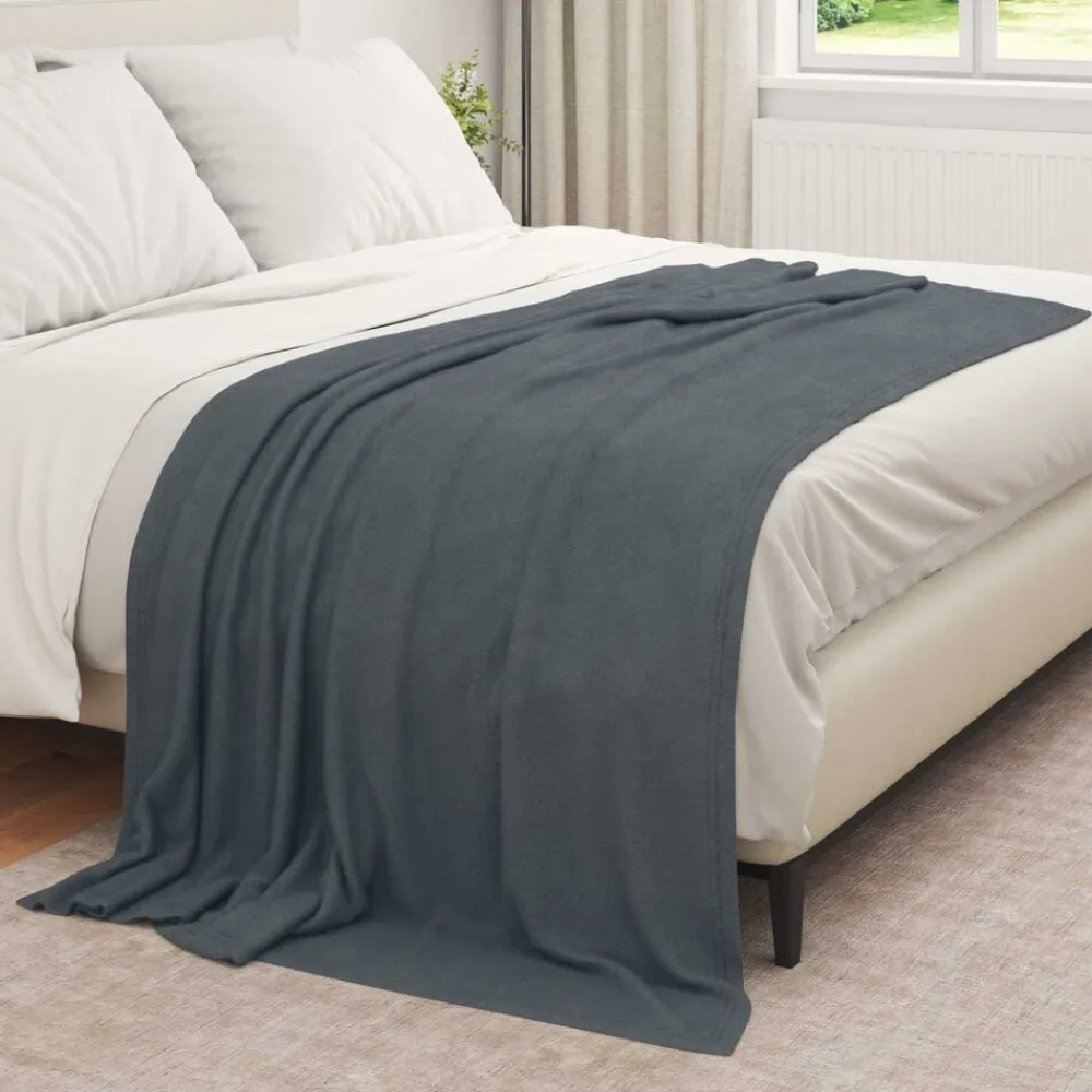 Linnengoed*vidaXL Gooi Deken 210 x 140 cm Fleece Donkergrijs
