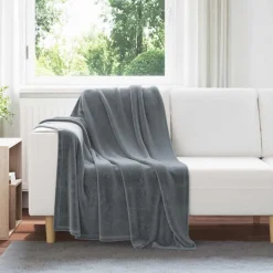 Linnengoed*vidaXL Gooi Deken 130 x 150 cm Fleece Donkergrijs