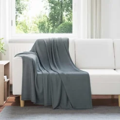 Linnengoed*vidaXL Gooi Deken 170 x 130 cm Fleece Donkergrijs