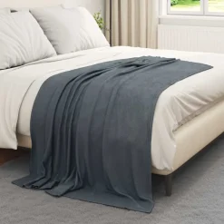 Linnengoed*vidaXL Gooi Deken 170 x 130 cm Fleece Donkergrijs