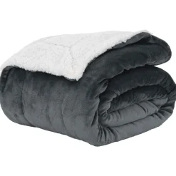 Linnengoed*vidaXL Gooi Deken 130 x 150 cm Fleece Donkergrijs
