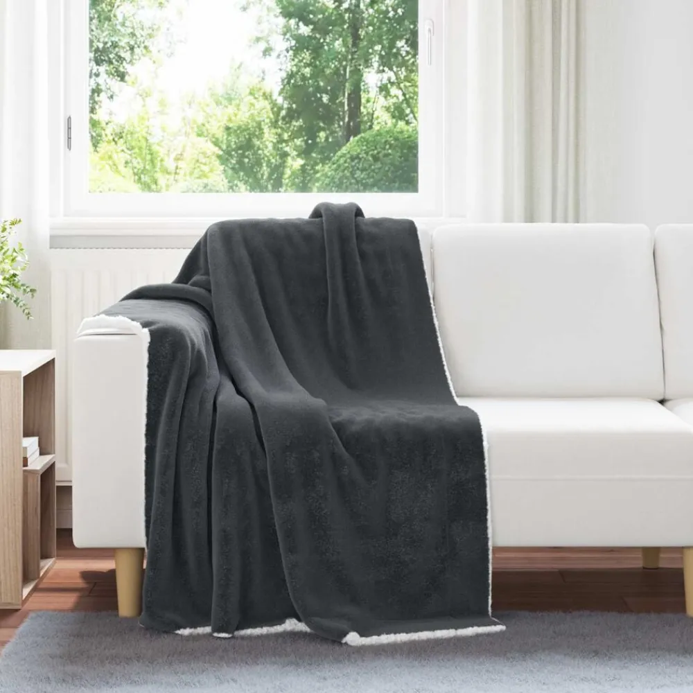 Linnengoed*vidaXL Gooi Deken 130 x 150 cm Fleece Donkergrijs