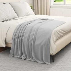 Linnengoed*vidaXL Gooi Deken 130 x 150 cm Fleece Grijs