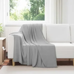 Linnengoed*vidaXL Gooi Deken 170 x 130 cm Fleece Grijs