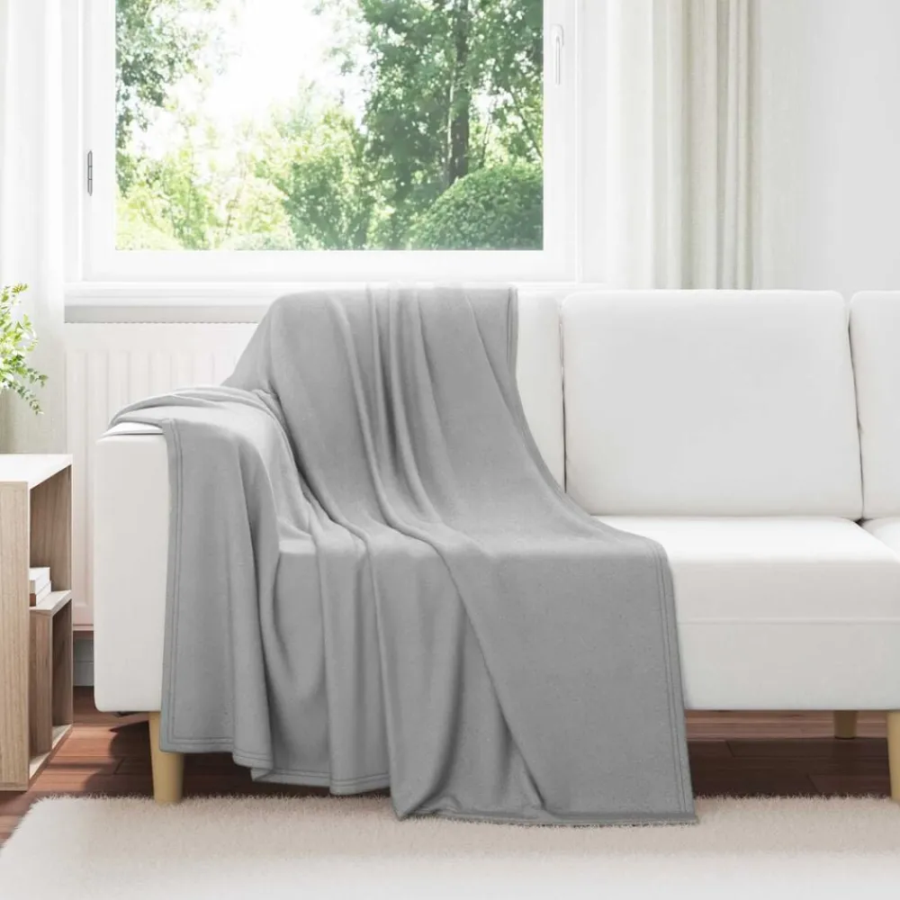 Linnengoed*vidaXL Gooi Deken 170 x 130 cm Fleece Grijs