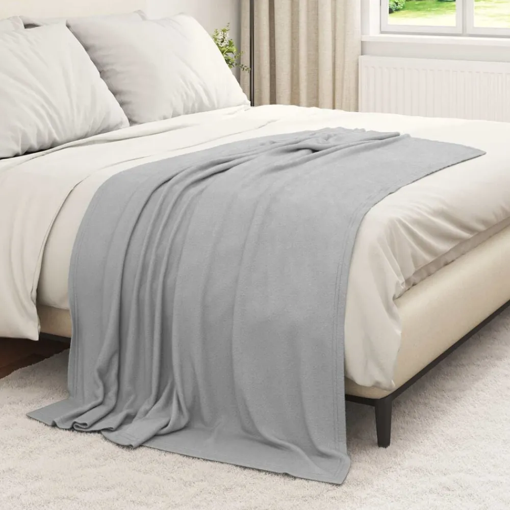 Linnengoed*vidaXL Gooi Deken 170 x 130 cm Fleece Grijs