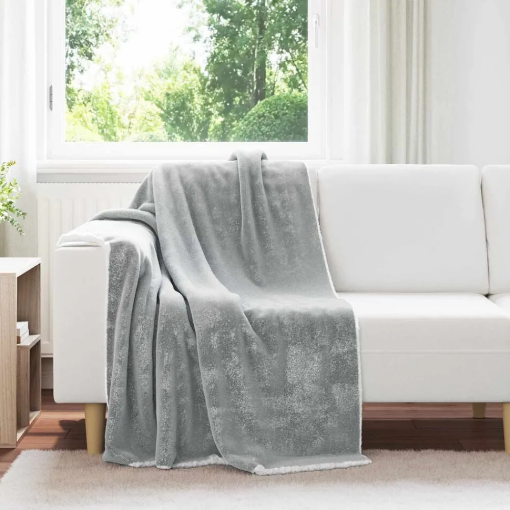 Linnengoed*vidaXL Gooi Deken 130 x 150 cm Fleece Grijs