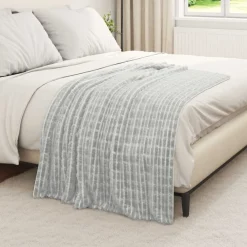 Linnengoed*vidaXL Gooi Deken 150 x 130 cm Fleece Grijs
