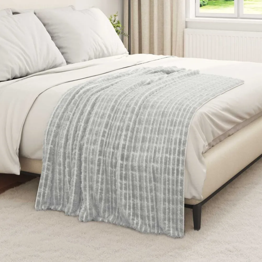 Linnengoed*vidaXL Gooi Deken 150 x 130 cm Fleece Grijs