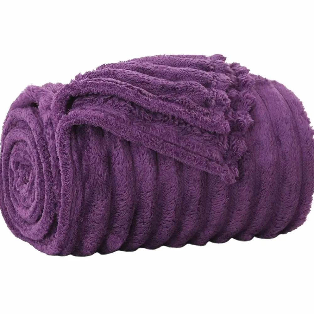 Linnengoed*vidaXL Gooi Deken 150 x 130 cm Fleece Paars