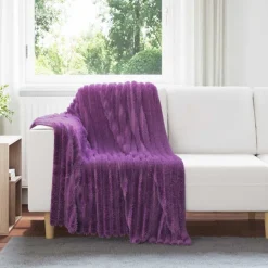 Linnengoed*vidaXL Gooi Deken 150 x 130 cm Fleece Paars