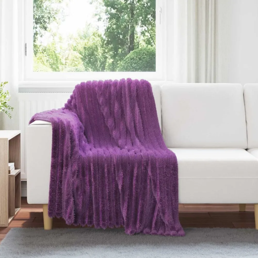 Linnengoed*vidaXL Gooi Deken 150 x 130 cm Fleece Paars