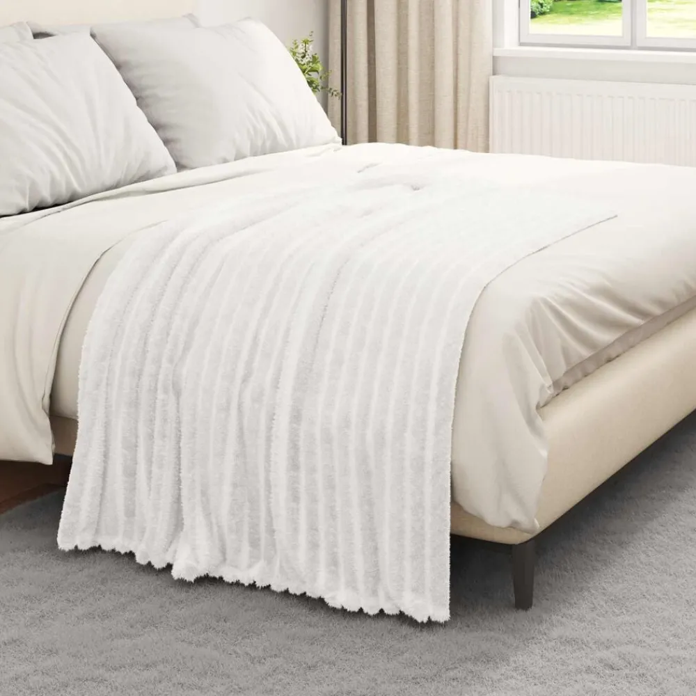 Linnengoed*vidaXL Gooi Deken 150 x 130 cm Fleece Wit