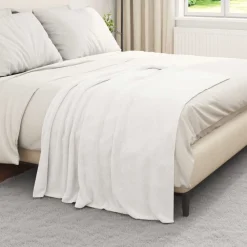 Linnengoed*vidaXL Gooi Deken 130 x 150 cm Fleece Wit