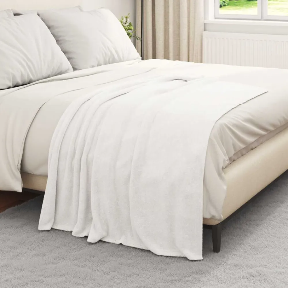 Linnengoed*vidaXL Gooi Deken 130 x 150 cm Fleece Wit