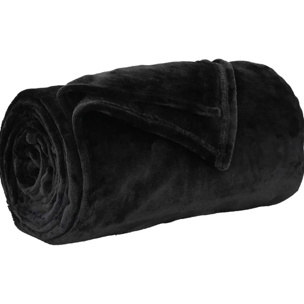 Linnengoed*vidaXL Gooi Deken 130 x 150 cm Fleece Zwart