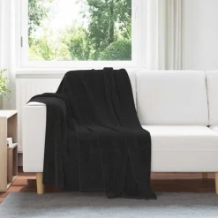 Linnengoed*vidaXL Gooi Deken 130 x 150 cm Fleece Zwart