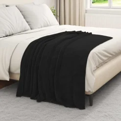Linnengoed*vidaXL Gooi Deken 130 x 150 cm Fleece Zwart