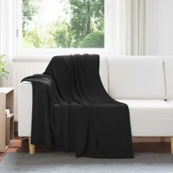 Linnengoed*vidaXL Gooi Deken 170 x 130 cm Fleece Zwart