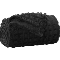 Linnengoed*vidaXL Gooi Deken 150 x 130 cm Fleece Zwart