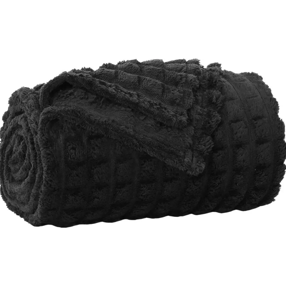 Linnengoed*vidaXL Gooi Deken 150 x 130 cm Fleece Zwart