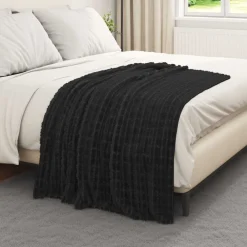 Linnengoed*vidaXL Gooi Deken 150 x 130 cm Fleece Zwart