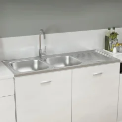 Gootsteen dubbele bakken 1200x500x155 mm roestvrij staal zilver>vidaXL Online