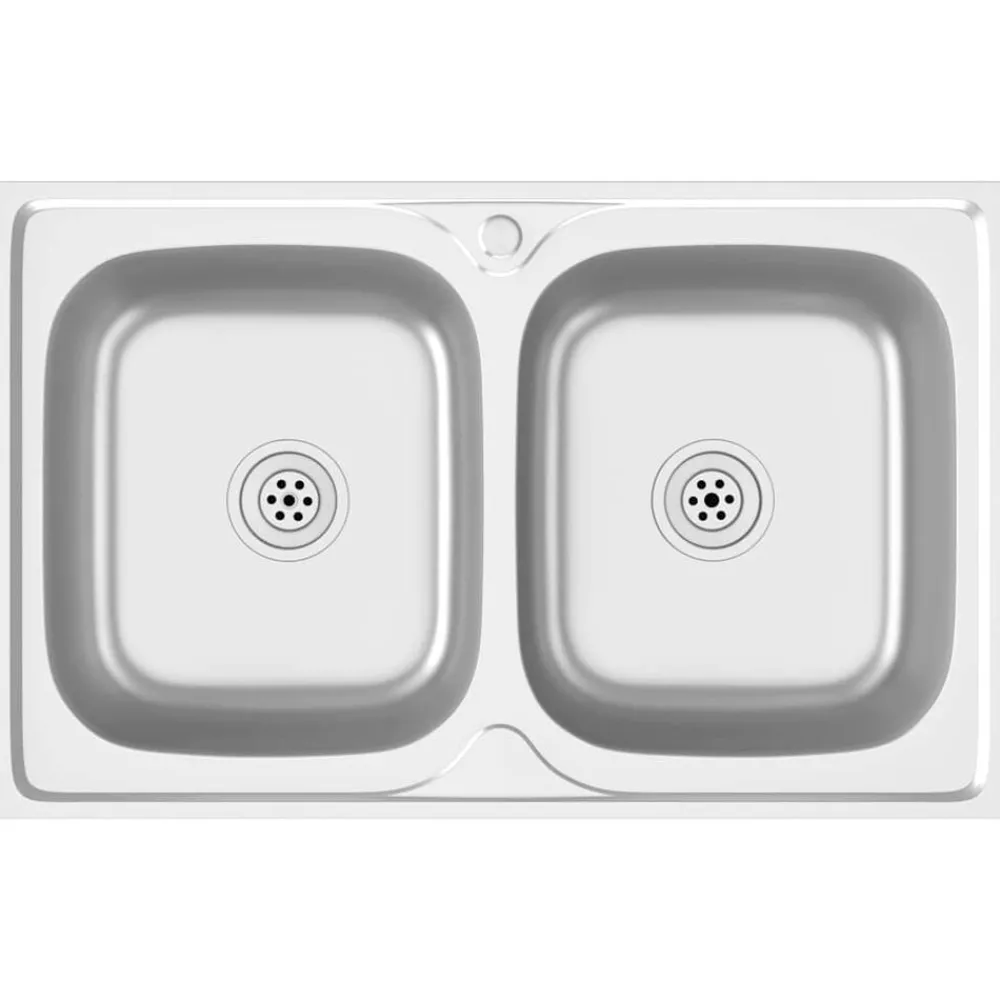 Sanitair & Loodgietersbenodigdheden*vidaXL Gootsteen dubbele bakken 800x500x155 mm roestvrij staal zilver