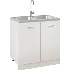 Sanitair & Loodgietersbenodigdheden*vidaXL Gootsteen dubbele bakken 800x500x155 mm roestvrij staal zilver