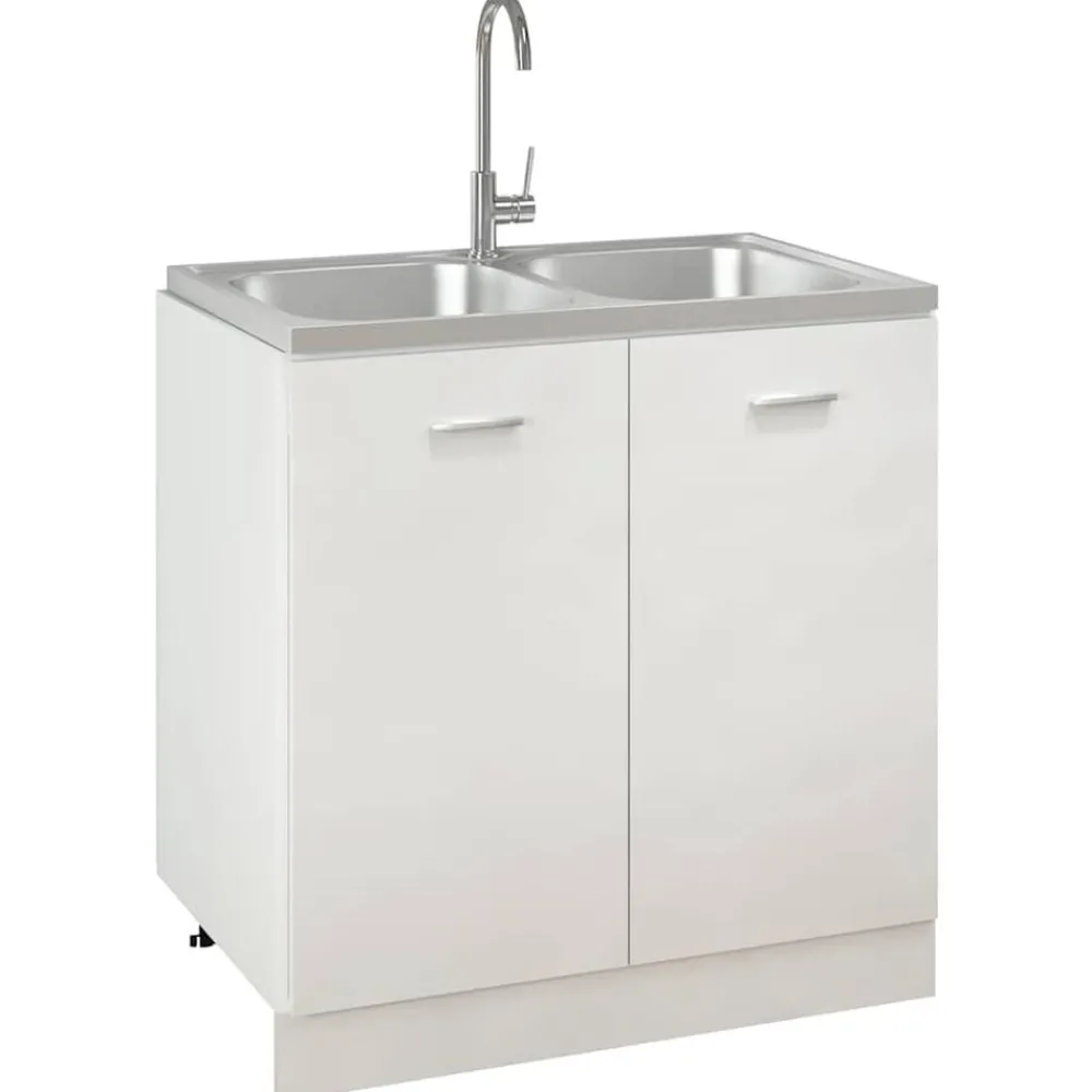 Sanitair & Loodgietersbenodigdheden*vidaXL Gootsteen dubbele bakken 800x500x155 mm roestvrij staal zilver