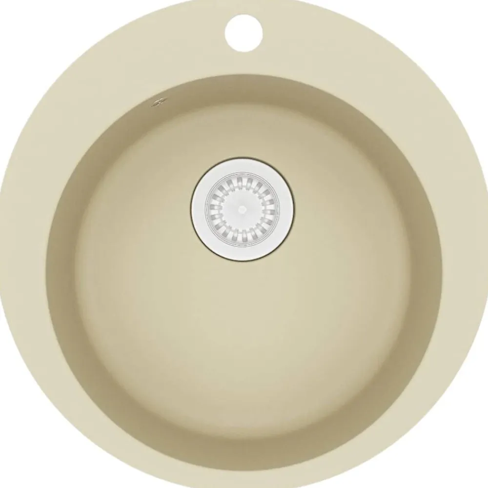 Sanitair & Loodgietersbenodigdheden*vidaXL Gootsteen enkele bak rond graniet Beige