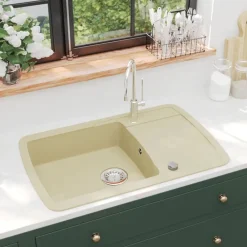 Sanitair & Loodgietersbenodigdheden*vidaXL Gootsteen enkele bak graniet Beige