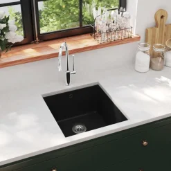 Sanitair & Loodgietersbenodigdheden*vidaXL Gootsteen enkele bak graniet Zwart