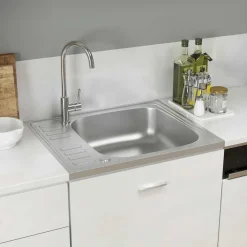 Gootsteen met afvoerset 600x500x155 mm roestvrij staal zilver>vidaXL Sale